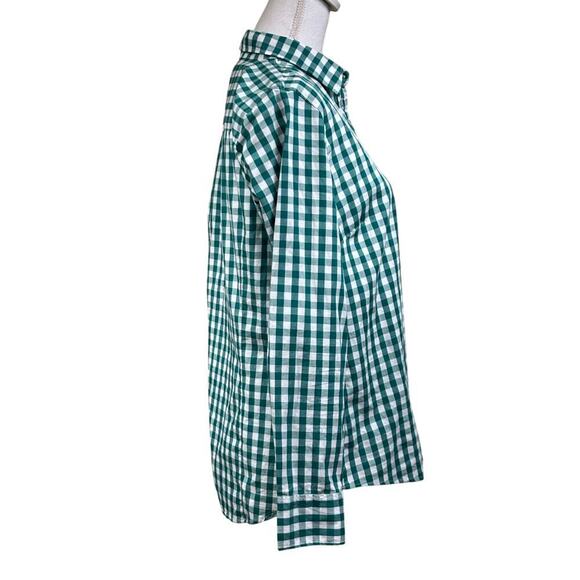 J. Crew Factory green gingham button front top, medium, country, farmcore - Picture 2 of 5
